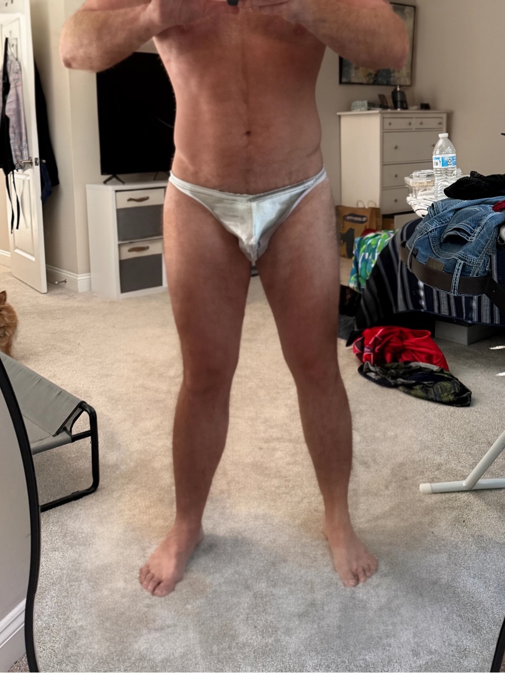 Men's Metallic Silver swim thong - Sleek Low-Rise swim thong XL